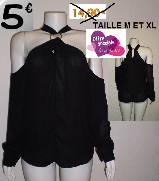 haut voile noir ANNEAU AU COU taille M ET XL